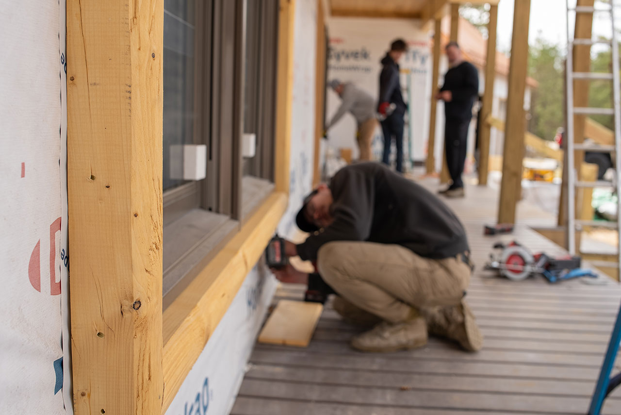 D-Trim in White Pine being installed D-Trim in White Pine being installed
