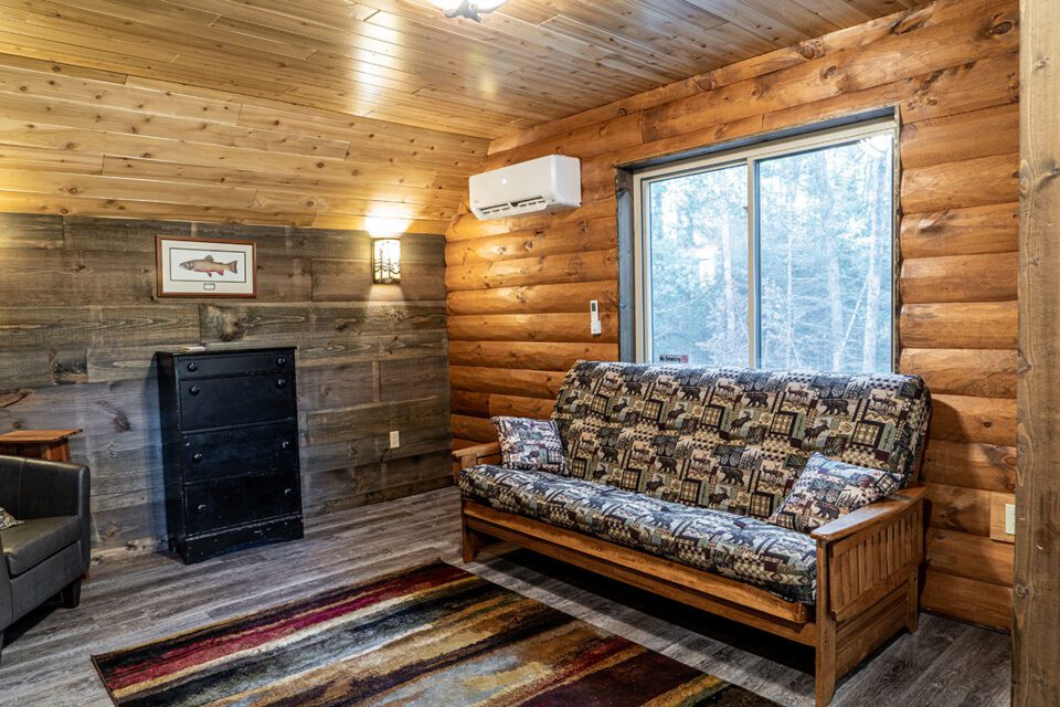This space has it all! A cedar wood ceiling, knotty pine walls, and a single barn wood accent wall.