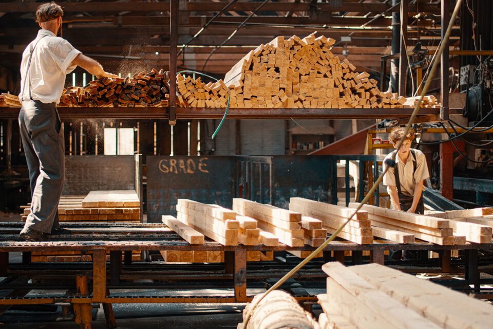 Amish sawmill milling white pine for WoodHaven