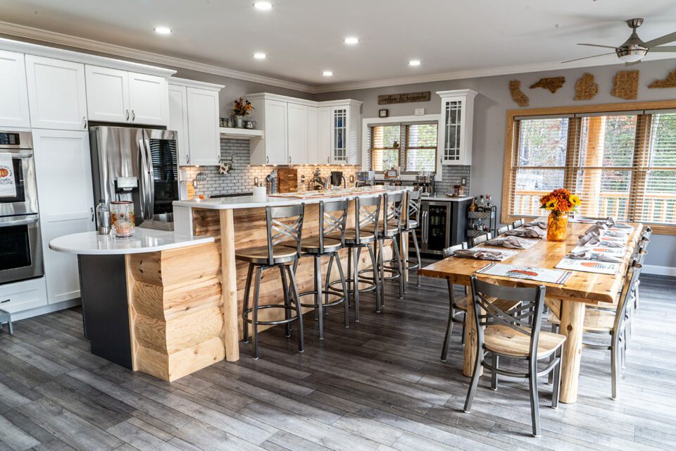 Contemporary log cabin kitchens