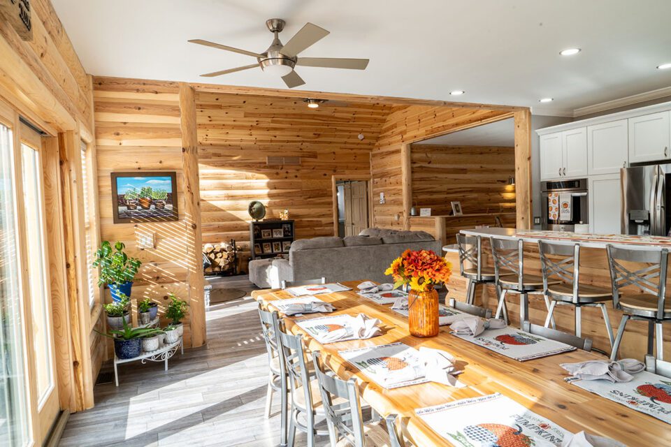 Custom Kitchen with Log Siding