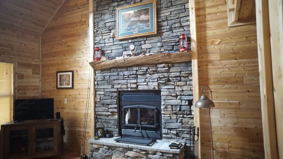 Example of WoodHaven log paneling in an interior. Flat walls can still feel rustic but are also more modern.