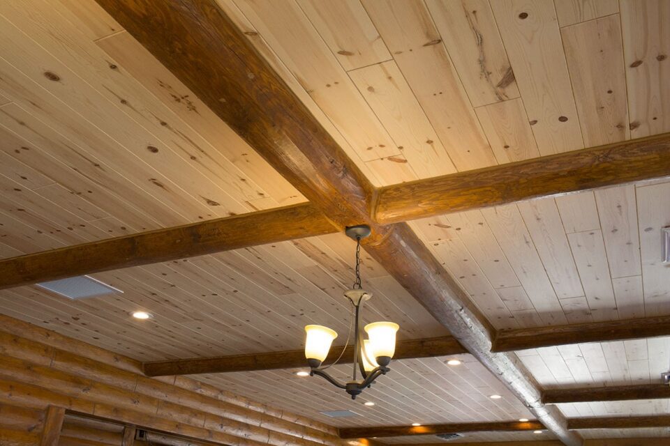 Ma Deeters knotty pine paneling ceiling