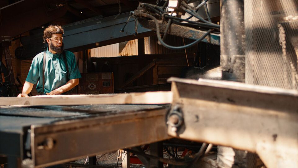 Our lumber being milled at an Amish sawmill