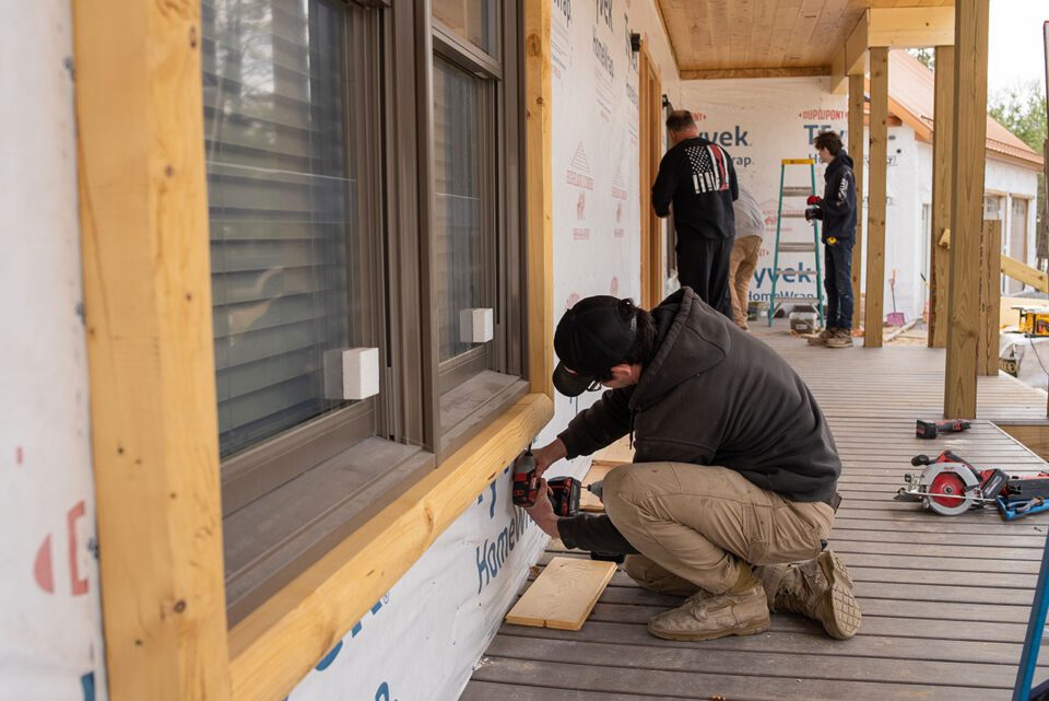 WoodHaven Log Siding goes up quickly and easily with a seamless appearance.