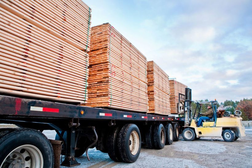 WoodHaven product being loaded on the truck for transport