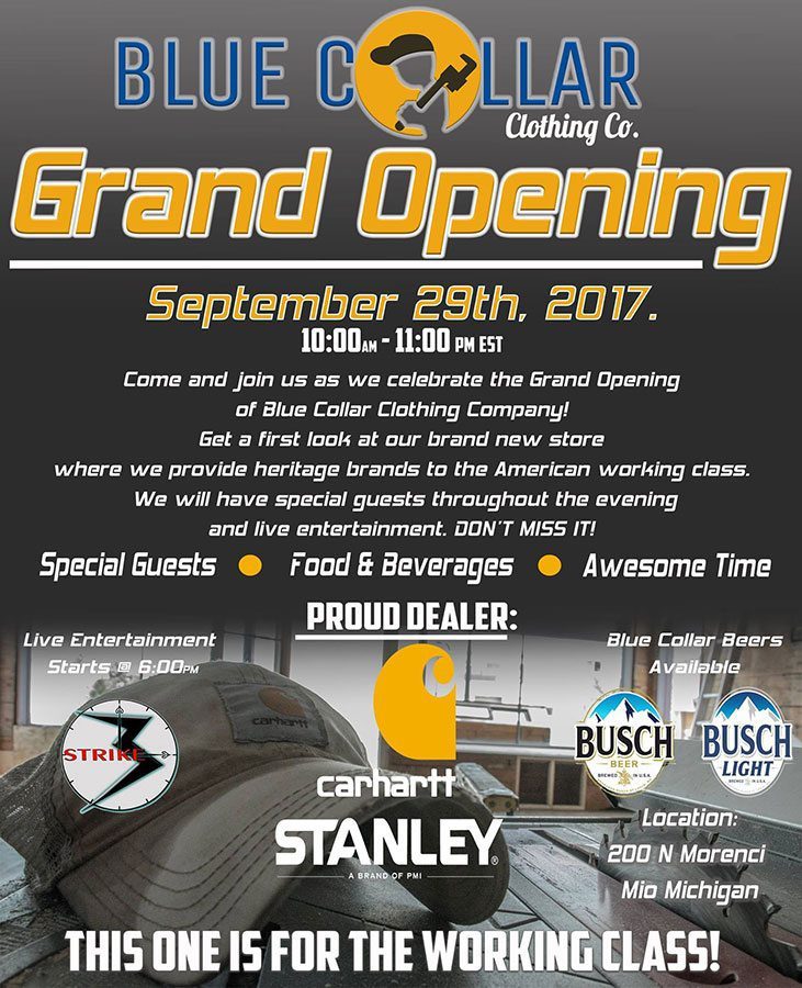 Blue Collar Clothing Co Grand Opening WoodHaven Log & Lumber