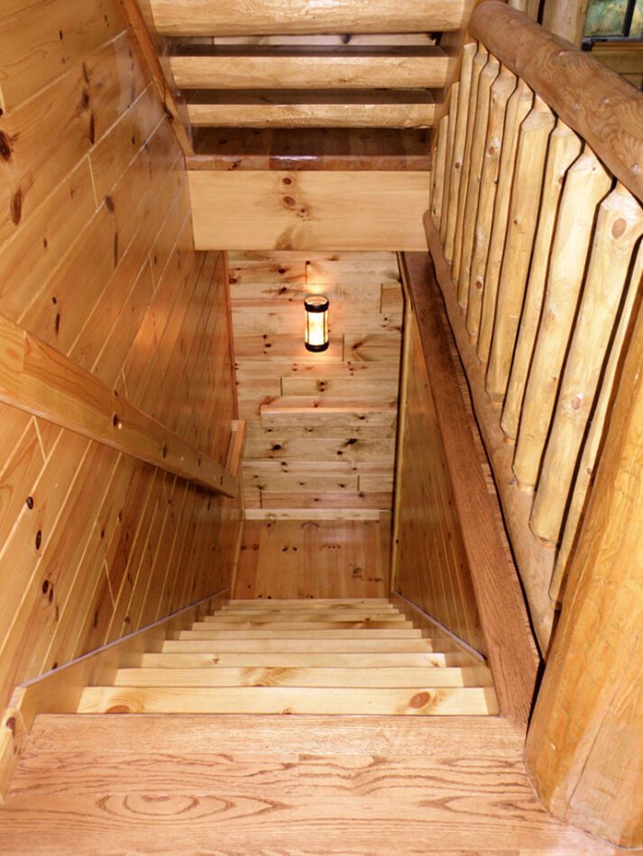 Custom cedar railing and tongue and groove paneling