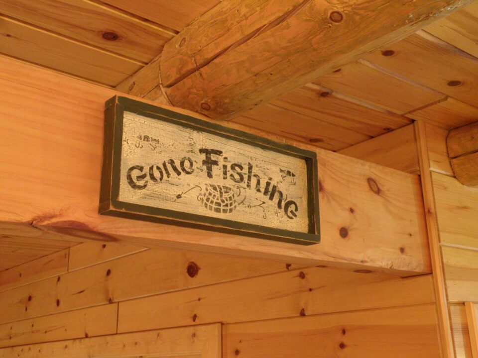 Knotty pine tongue and groove walls and ceiling