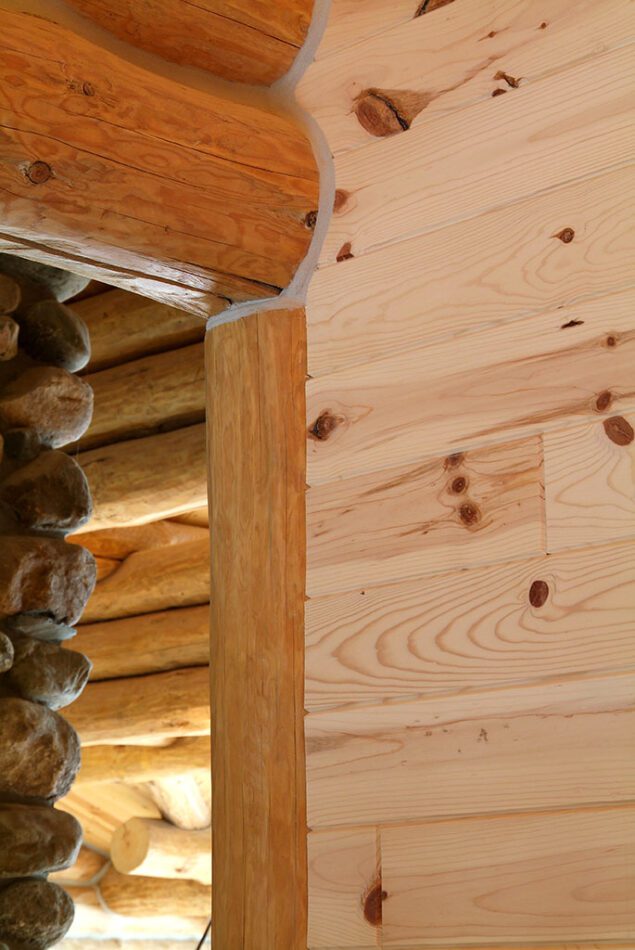 Tongue and groove knotty pine paneling