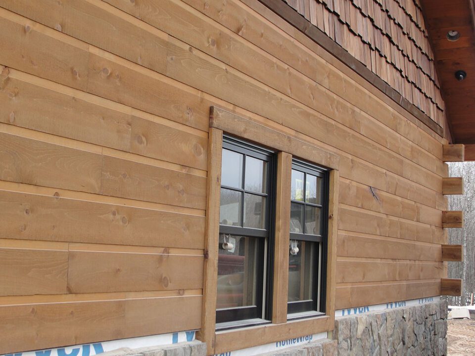 Tongue and groove without chinking Adirondack siding
